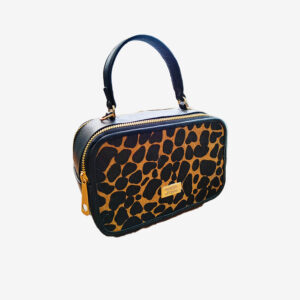 Turín Negro Leopardo Cartera en cuero