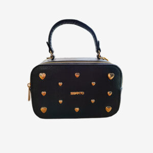 Turín Negro Corazones Dorados, Cartera en Cuero